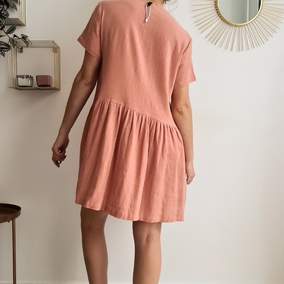 Staple the Label - HARVEST MINI DRESS | peachy button down short sleeve sz 10 - Picture 7 of 13